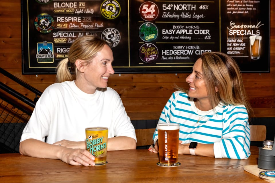 Enjoying a pint at the Black Sheep Brewery, Masham - North Yorkshire Tourism