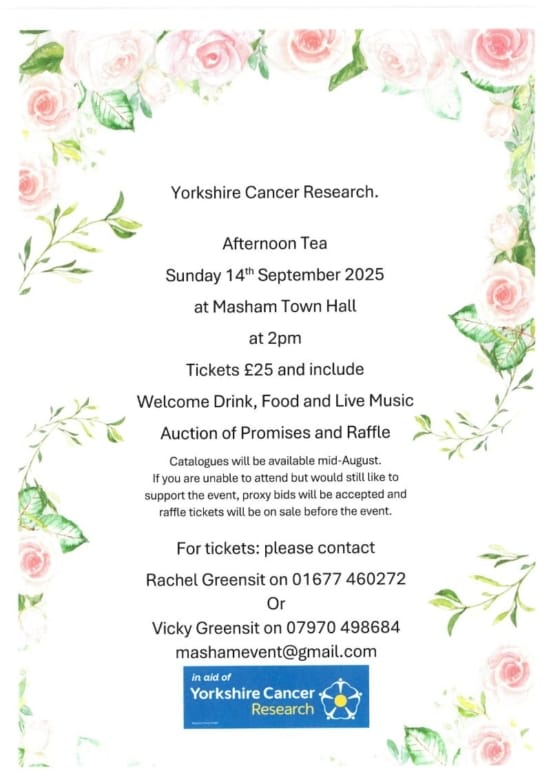 Yorkshire Cancer Research Afternoon Tea, Masham