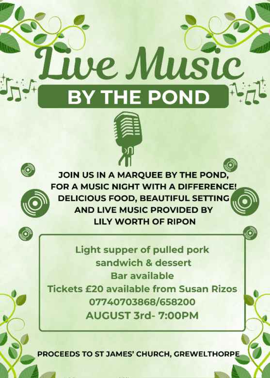 Live Music by the Pond Grewelthorpe, near Masham