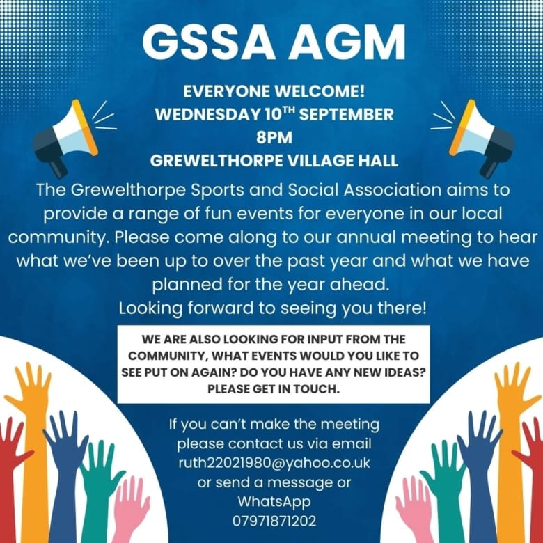 Grewelthorpe Sports and Social Association AGM