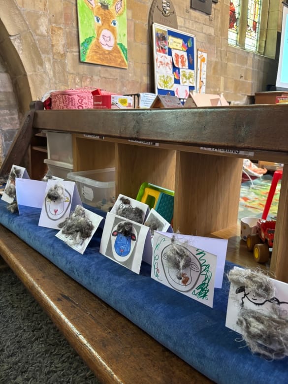 Making cards at st marys church in masham on Yorkshire Day